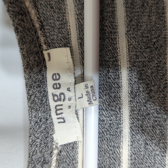 Umgee striped duster length open front side slit grey white cardigan boho beach - Picture 5 of 9